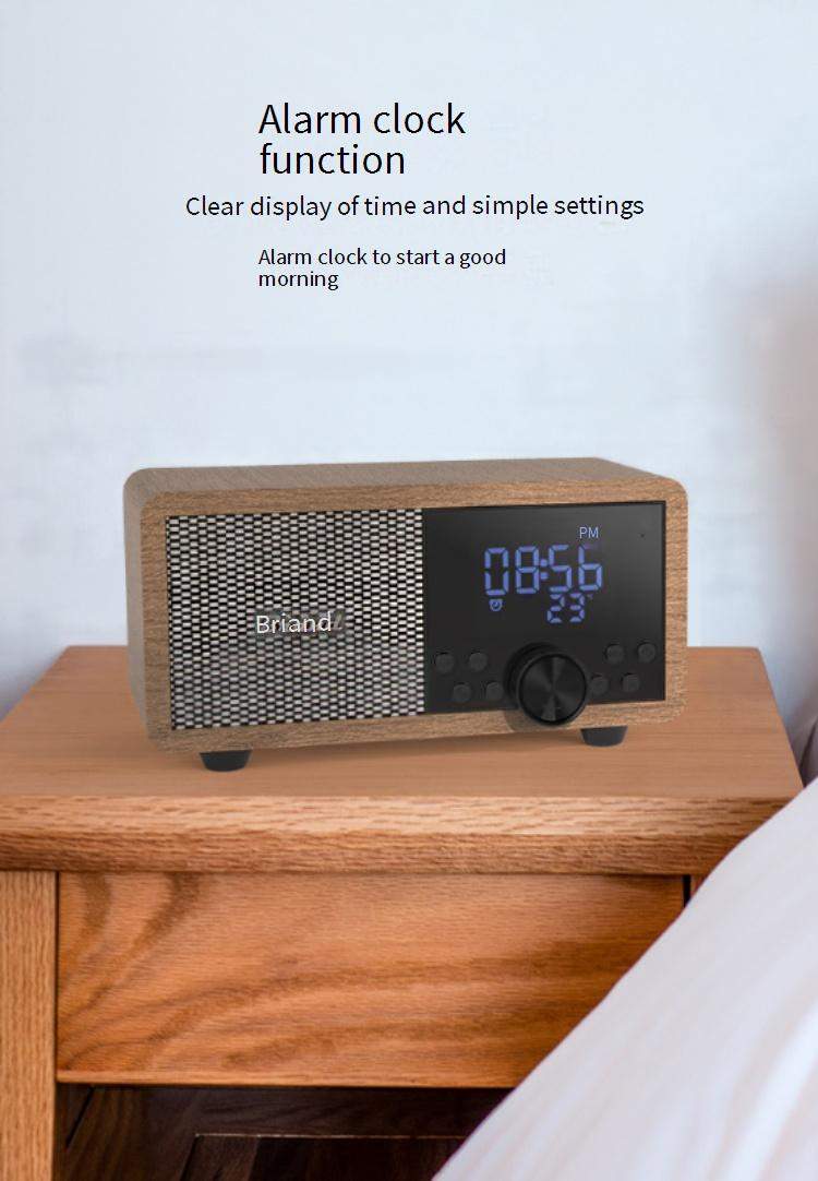 Home Garden New FM-Radio Wireless Holz Bluetooth Lautsprecher Subwoofer Kleine Lautsprecher Uhr Karte Retro Bluetooth Lautsprecher_voghion.com