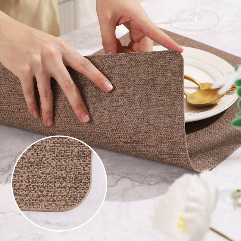 Home & Garden Square Cloth Dining Mat Yiwu Kitchen PU Coaster Leather Dining Table Mat Can Be Sent On Behalf Of The Insulation Pad Non Slip_voghion.com