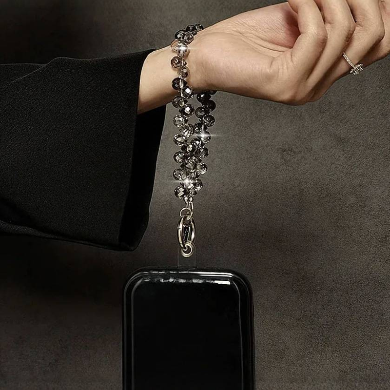 Hoogwaardige luxe mobiele telefoon lanyard, waterdruppel kristal lanyard, handgemaakte kralen polsband, draagbare anti-verlies mobiele telefoon hanger_voghion.com