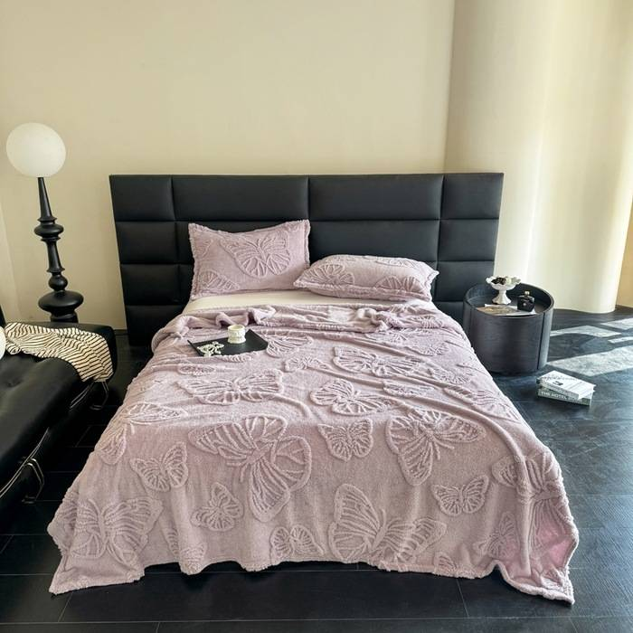 Taft Reine Farbe Samt Jacquard Multifunktionale Decke Schmetterling Stil Verdickt Bett Blatt Geschenk_voghion.com
