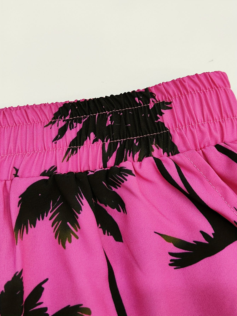 Sommerliches, lässiges Strandurlaubs-Set für Herren mit bedruckten Hemden, kurzen Ärmeln und Shorts im Strandstil_voghion.com