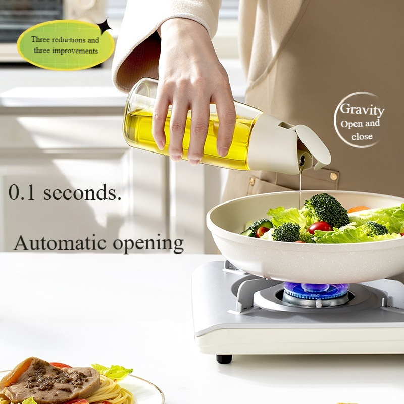 Distributore di olio a gravità in vetro - Design anti-goccia e anti-perdite per cucinare in cucina_voghion.com