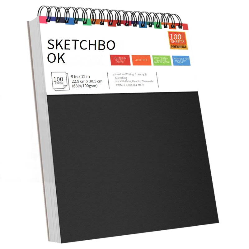 Professional 9x12 Inch Sketch Book - 200 Pages Blank Drawing Paper, Spiral Bound, Tear-Out Sheets For Artists, Students & Hobbyists_voghion.com