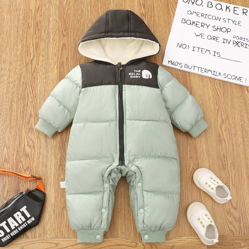 Weicher Baby-Winter-Strampler aus Baumwolle mit Fleecefutter – Unisex-Overall mit langen Ärmeln und Kapuze für Neugeborene und Kleinkinder (0–12 Monate, 80 cm und darunter)_voghion.com