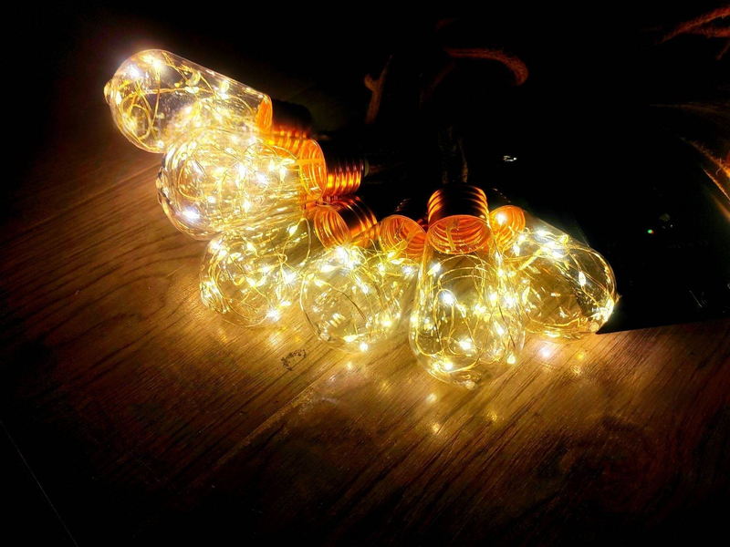 Luzes de corda solares - Luzes de corda externas à prova d'água de 33 pés com controle remoto, mudança de cor quente/branca/para jardim, acampamento e decoração de feriados_voghion.com