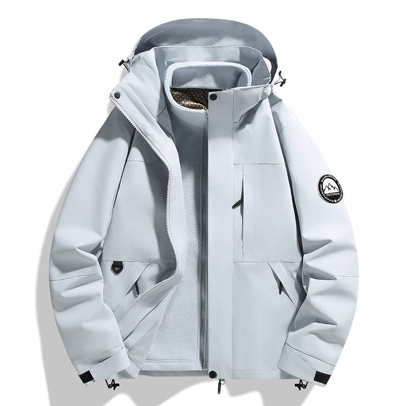 Unisex 3-in-1 Waterproof Hiking Jacket - Windproof Mountain Shell With Detachable Fleece Lining_voghion.com