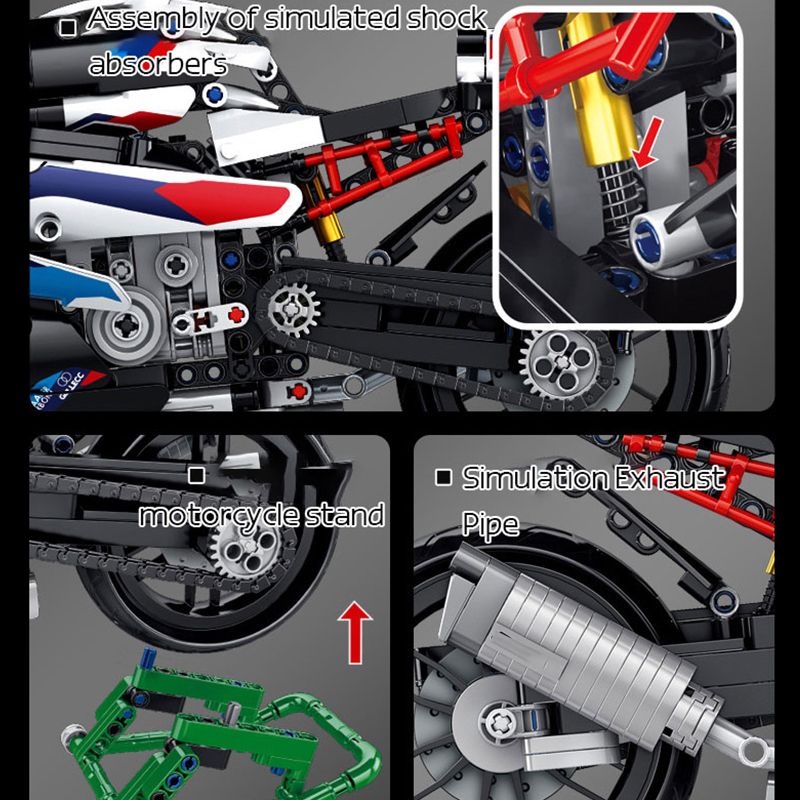 912Pcs Speed Racing Motorcycle Model Building Block Brick Educational Assembly Toy Children Boy Gfit_voghion.com
