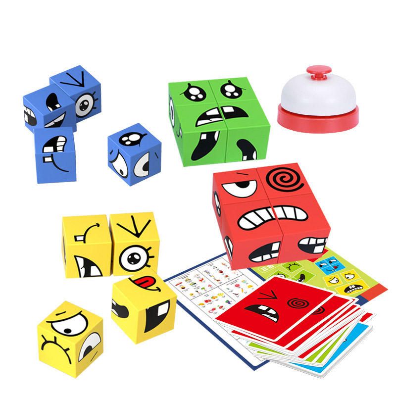 Face Changing Magic Cube Building Blocks Game Matching Expression Puzzle Toy Board Games Match Puzzles Geometric Toy_voghion.com
