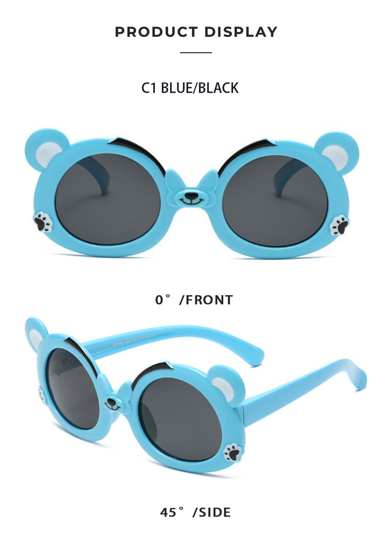 Weiche Silikon-Sonnenbrille mit Cartoon-Bär – UV-Schutz und polarisiert (Unisex für Kinder und Erwachsene, High-End-Komfort)_voghion.com