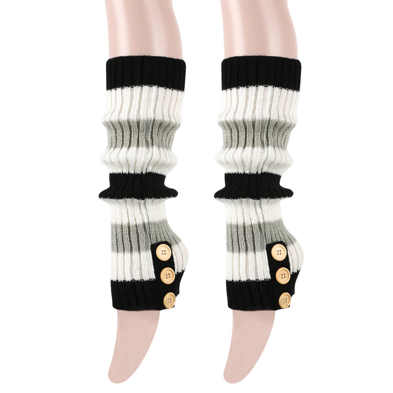 Autumn Winter Warm Knitted Button Long Boot Covers European American Style Slouch Foot Leg Warmers JK Socks_voghion.com