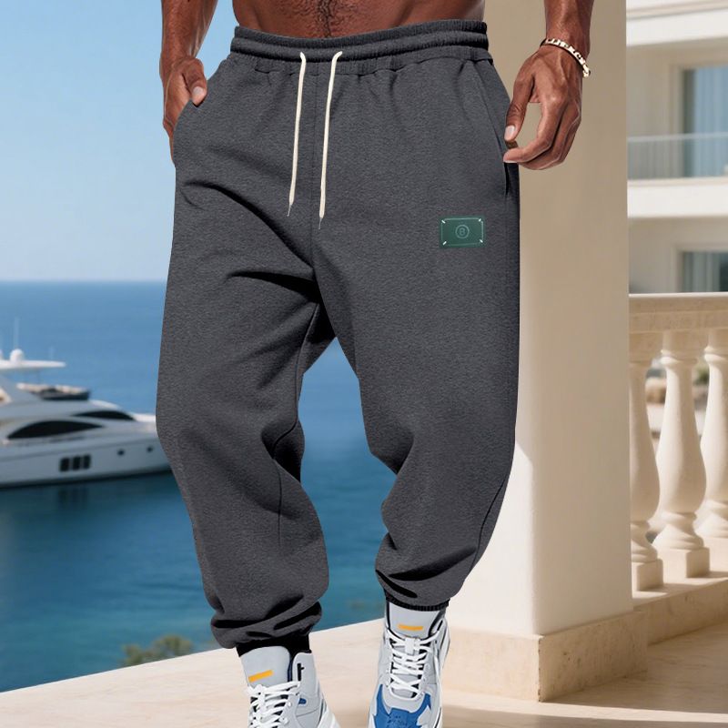 „Męskie spodnie dresowe z aksamitnymi mankietami – luźne, codzienne spodnie na zimę (czarne/szare/morelowe, S-XXXL)”_voghion.com