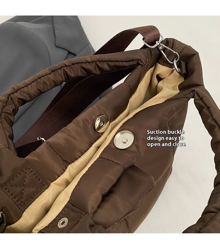 Autumn and winter women's down new cute bow single shoulder handbag space cotton temperament crossbody bag_voghion.com