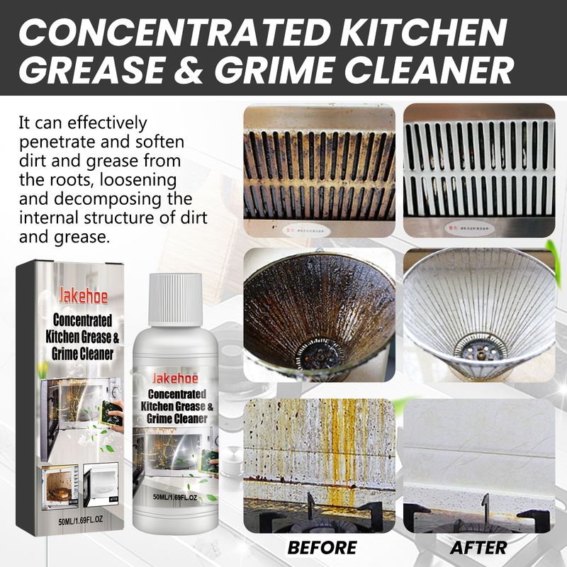 Jakehoe Concentrated Kitchen Greases & Grime Cleaner, Range Hood Oven Stubborn Oil Cleaning Multi-Functional Dirt Cleaner_voghion.com