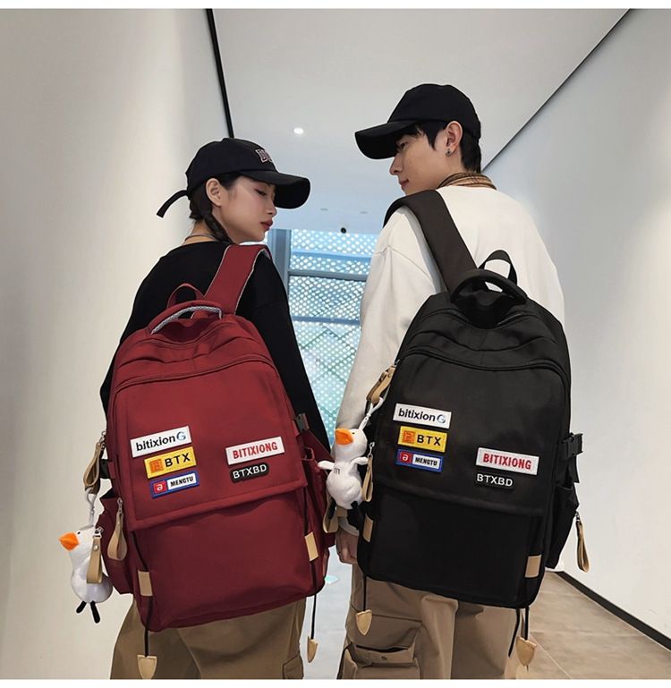 Nou ghiozdan școlar pentru bărbați Ins Trendy Cool College Student Cuplu Rucsac Retro Contrast Color Middle School Student Mare Capacitate Rucsac_voghion.com