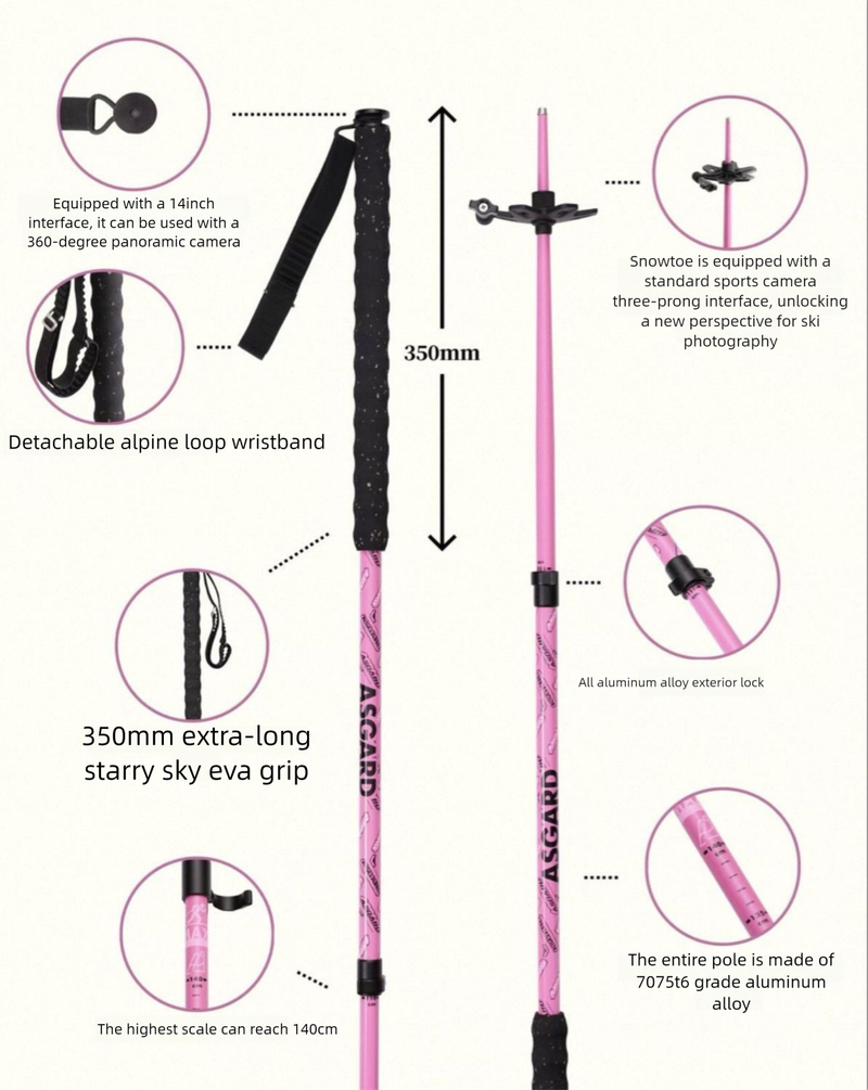 Asgard Outdoor Powder Walking Sticks Aluminum Alloy Multi-Functional Ski Poles_voghion.com