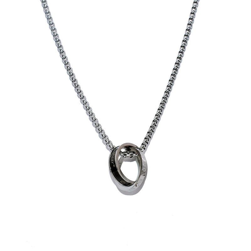 Collana doppia circolare per donna, pendente ad anello versatile e minimalista, in acciaio al titanio, resistente al colore e personalizzabile_voghion.com