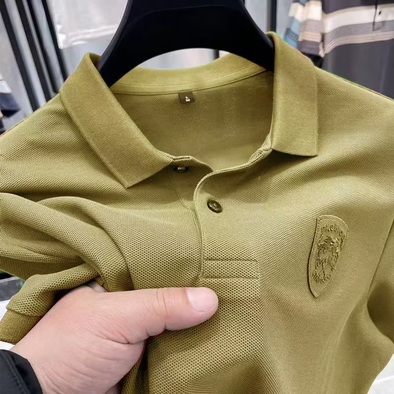 Tricou polo de înaltă calitate pentru bărbați, cu mânecă scurtă, cu mărgele, ușor și subțire, casual, de înaltă calitate, cu rever brodat_voghion.com