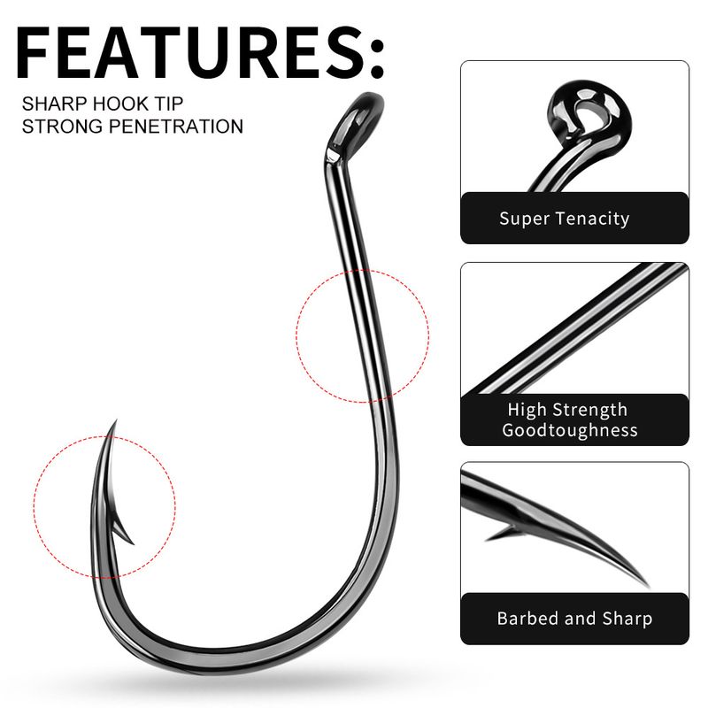 High Carbon Steel Octopus Crooked With Barbed Fish Bulk Cuttlefish Eagle Mouth Curved Handle Single Hook_voghion.com