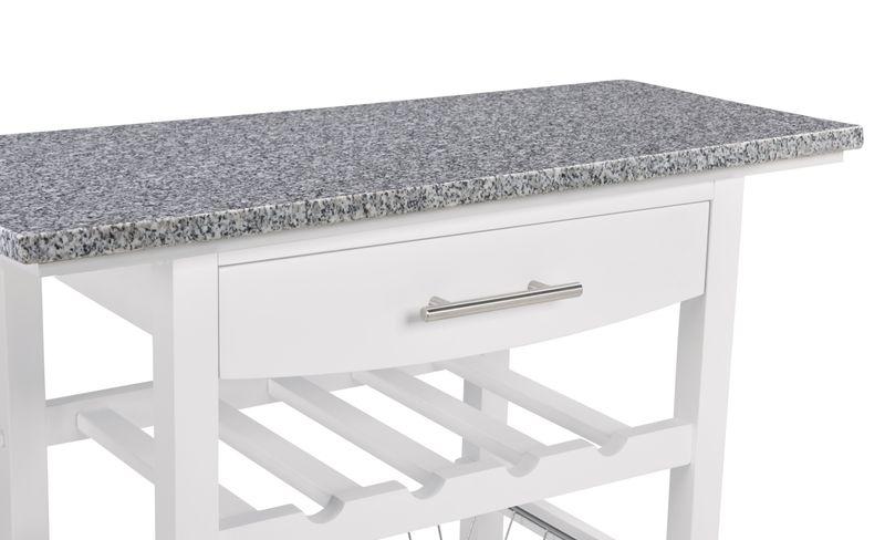 Mobile Rolling Kitchen Island Trolley Serving Cart With Underneath Drawer & Slide-Out Wire Storage Basket_voghion.com