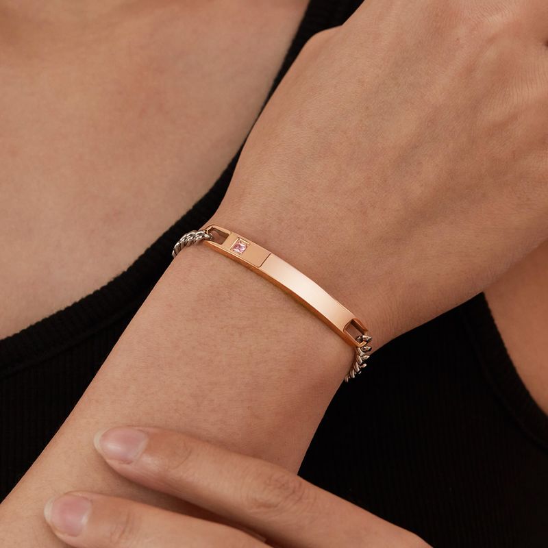 Braccialetto liscio OPK per coppia, in acciaio inossidabile con diamanti intarsiati, personalizzato, semplice, creativo, incisibile, in acciaio al titanio_voghion.com