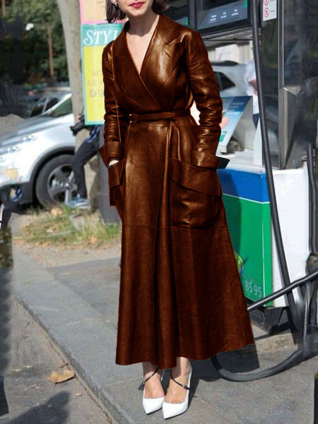 Giacca da donna in pelle con colletto super lungo_voghion.com