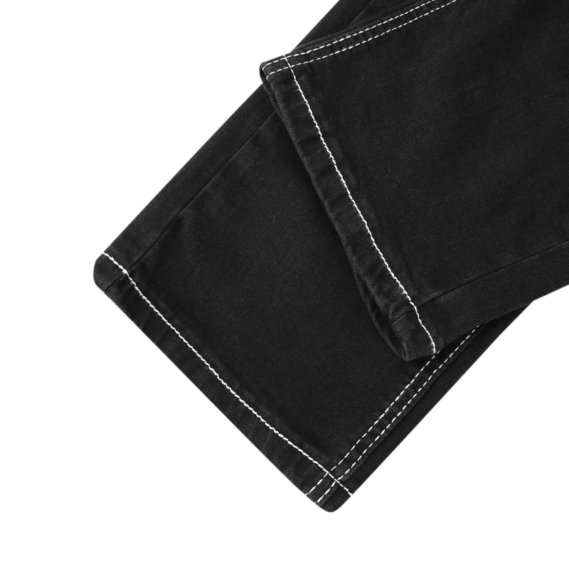 Männer Solide Stretch Gerade Jeans Männer Schnurrbart Effekt Taschen Denim Cargo Hosen Beiläufige Lose Pantalones Hombre Hosen_voghion.com
