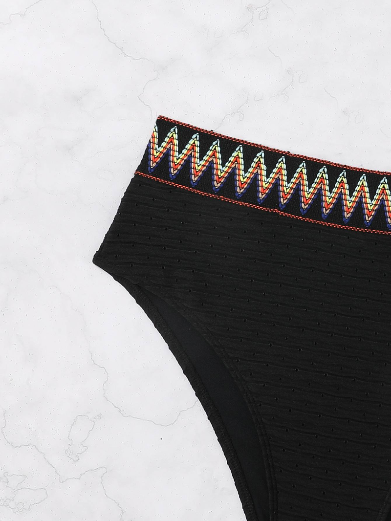 Women's solid color special fabric split swimsuit, chubby sister fashionable swimsuit_voghion.com