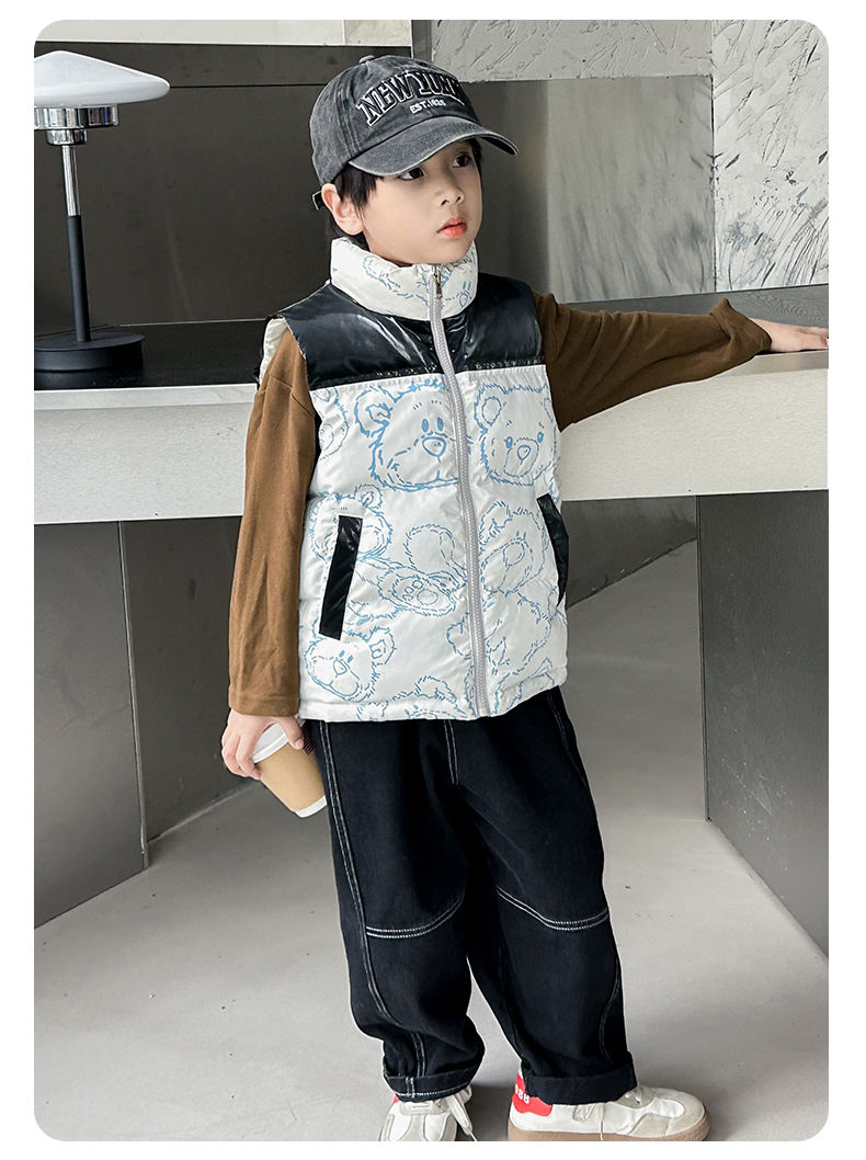 Colete infantil moderno e descolado, outono e inverno, novo estilo, sem lavagem, colete grosso para bebês, versátil e estiloso para meninos e meninas_voghion.com