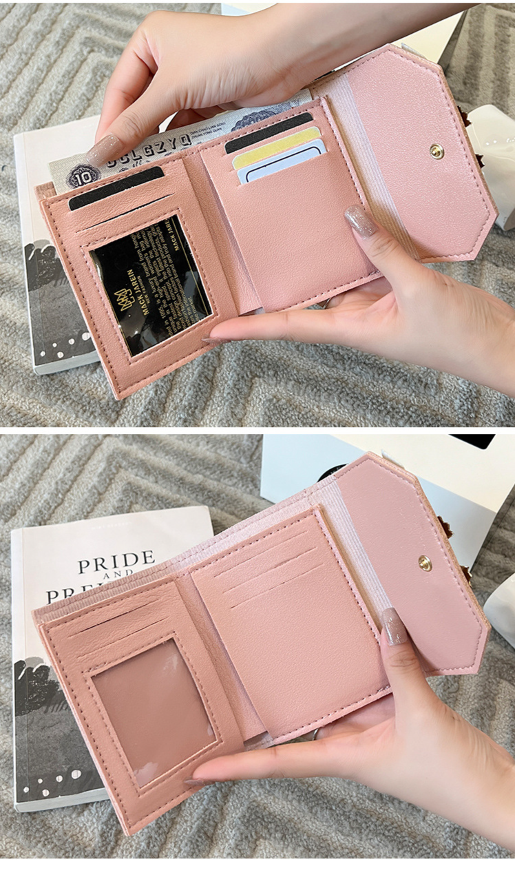 Nova bolsa feminina com decoração de laço - carteira fina com compartimento para vários cartões e proteção RFID (bolsa clutch elegante, disponível)_voghion.com