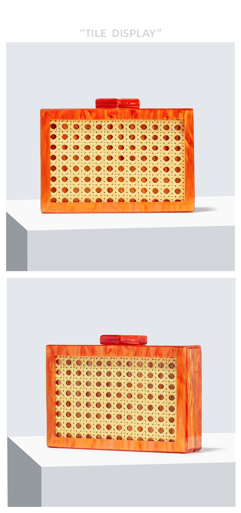 Borsa da donna alla moda, in rattan verde, in acrilico, con una spalla, borsa a tracolla diagonale_voghion.com