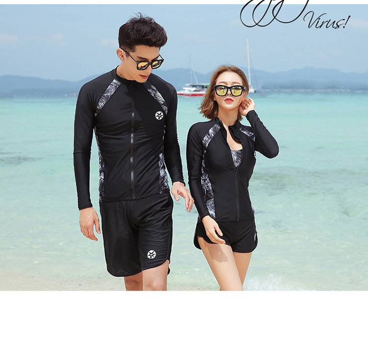 Traje de buceo con protección solar para parejas, traje de esnórquel para mujer, traje de baño de dos piezas para padres e hijos, adelgazante de manga larga._voghion.com