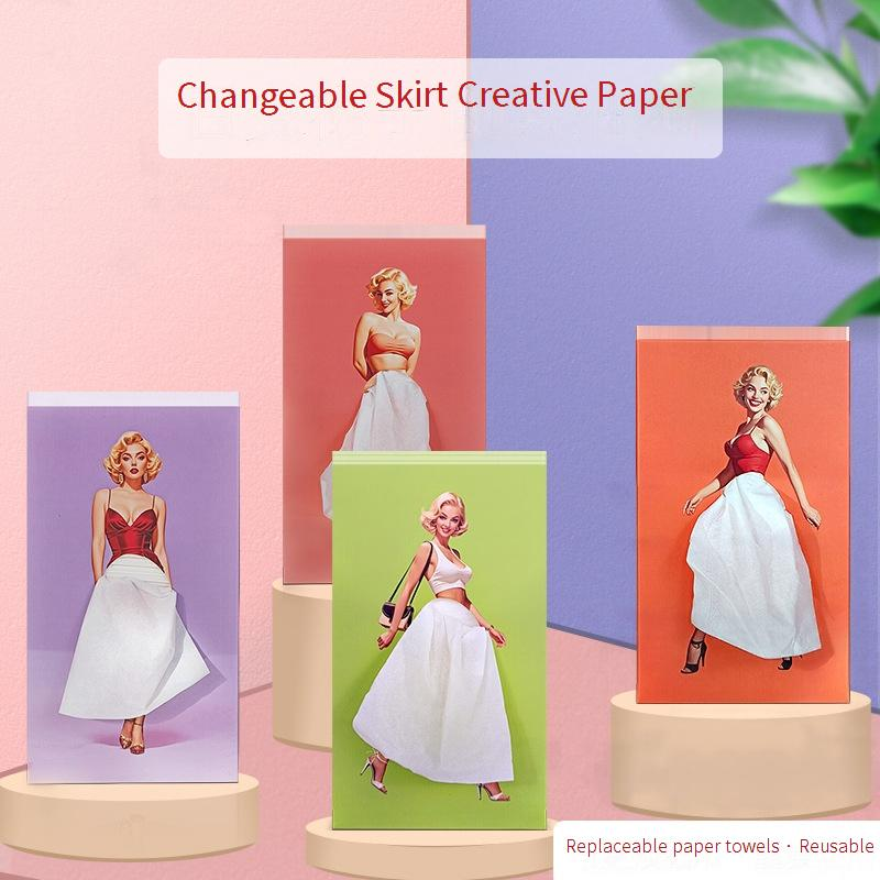 Elegant Skirt-Shaped Tissue Box Cover - Creative Home Decor For Girls (Foldable Paper Dispenser Aesthetic Desktop Organizer White Cardboard)_voghion.com