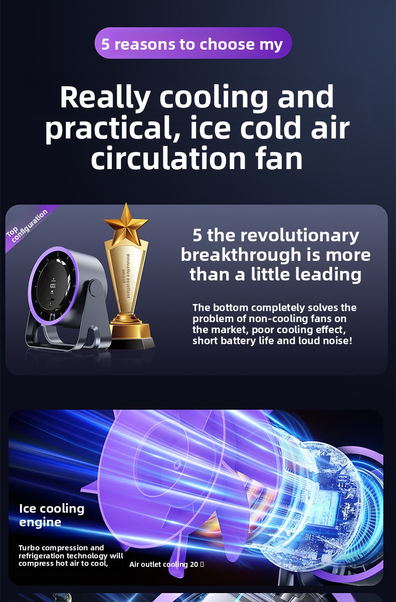 Ventilateur de bureau, chargement USB, affichage numérique, silencieux, pour bureau, dortoir, vent fort, petit format_voghion.com