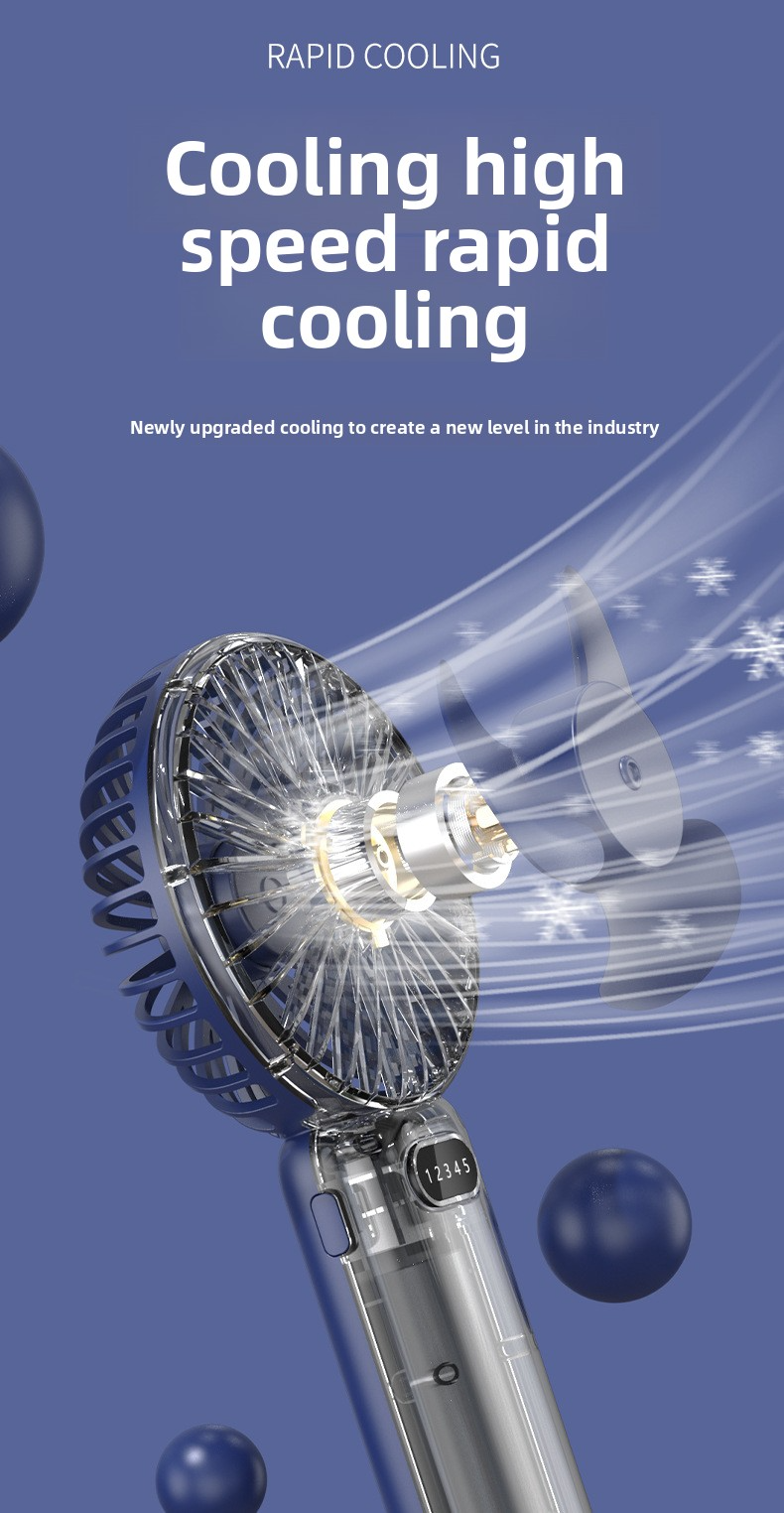 USB-C Rechargeable Handheld Fan With 5 Speed Levels & Desktop Stand - Portable Cooling For Home & Office_voghion.com