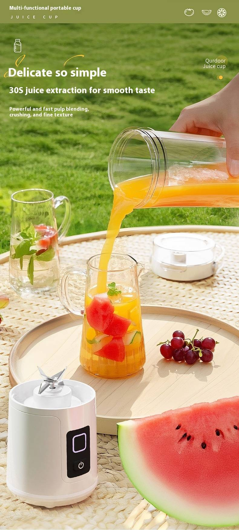 Portable Electric Juicer - Mini Wireless Blender For Home Use, Multifunctional Smoothie Maker With USB Charging_voghion.com