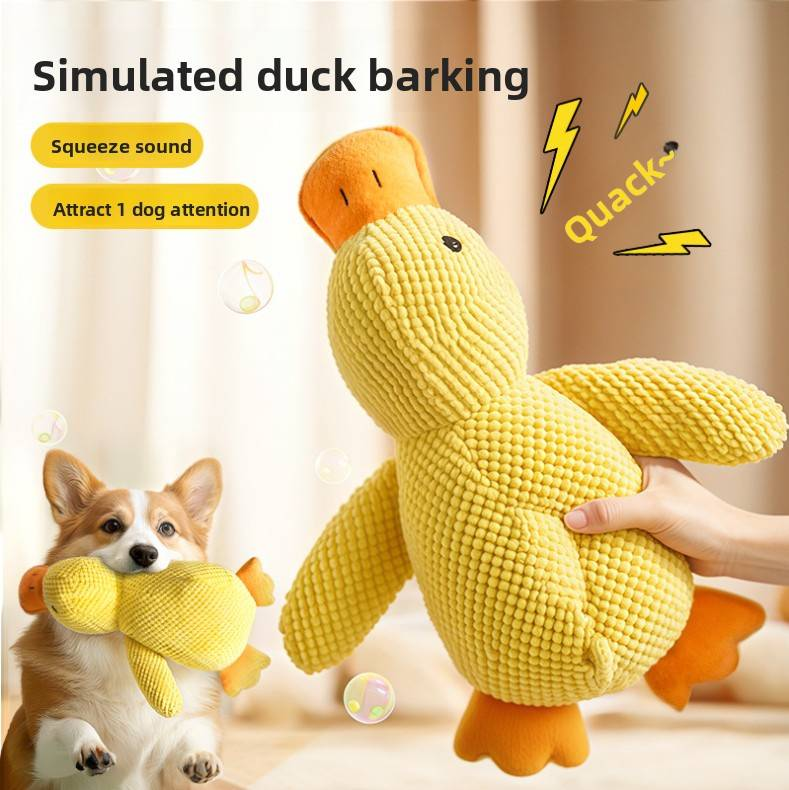 1 stuk speelgoed voor honden, eend van pluche, duurzaam, kauwend, tandjesmakend, afleidend, klein/middelgroot, geluidgevend speelgoed voor honden, kleine gele eend_voghion.com