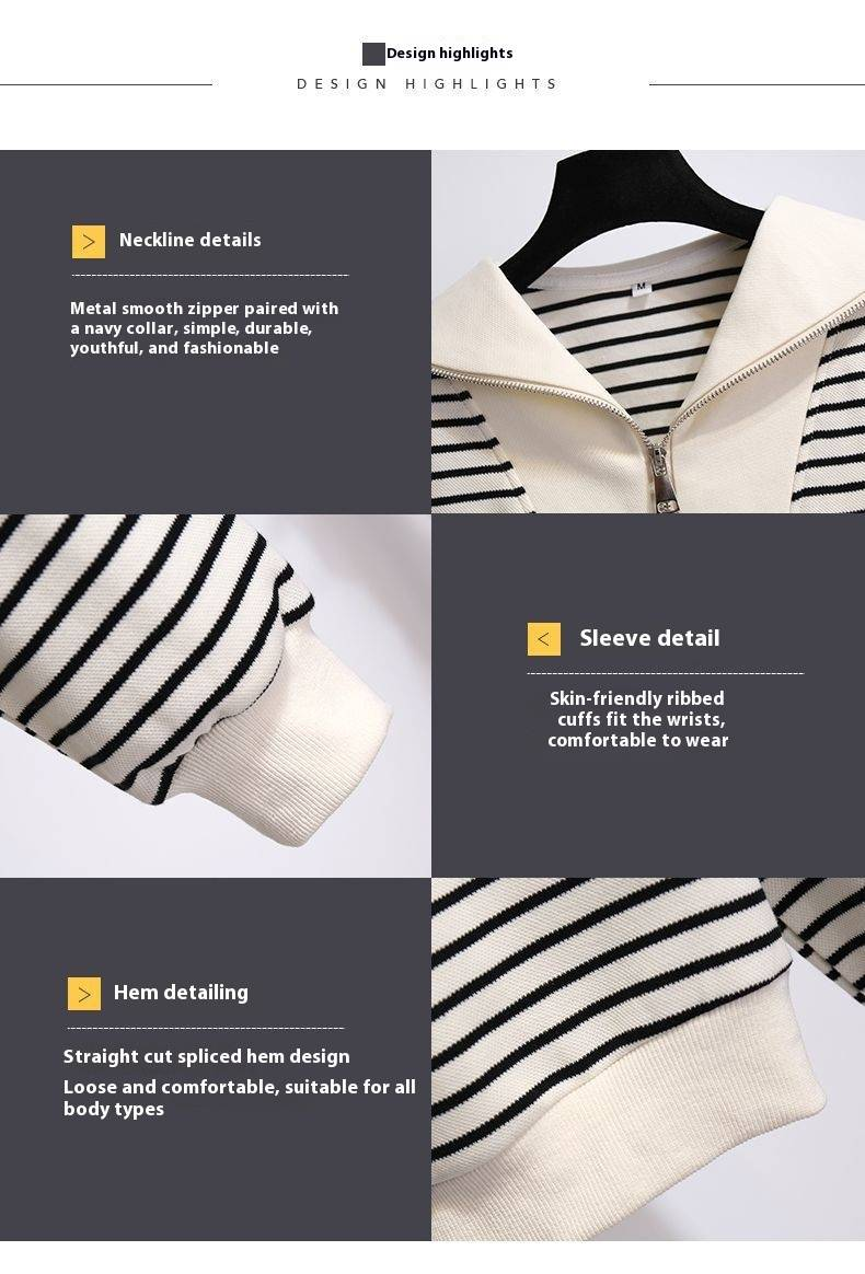 Completo trendy con felpa con cappuccio a maniche lunghe e colletto blu navy e pantaloni larghi con coulisse - Comodo abbigliamento casual da strada, tessuto in poliestere traspirante_voghion.com