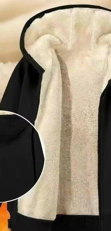 "Herren-Strickjacke mit Kapuze und Fleecefutter – Plüschige Samtstruktur, Oversize-Passform (Schwarz, M-5XL)"_voghion.com