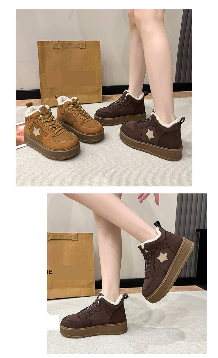 Women's Shoes High Top Plus Velvet Thickened Snow Boots For Women Winter New Warm Retro Suede Cotton Shoes Popular Casual Shoes_voghion.com
