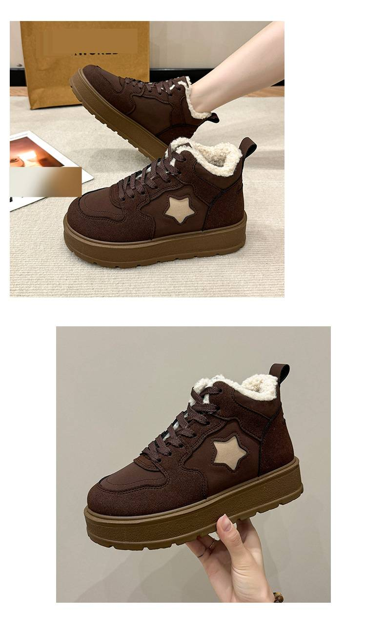 Women's Shoes High Top Plus Velvet Thickened Snow Boots For Women Winter New Warm Retro Suede Cotton Shoes Popular Casual Shoes_voghion.com