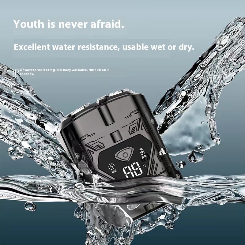 HS7279 Electric Shaver For Men, Waterproof Rotary Dual Blades, Rechargeable Travel Razor With LED Display, 60 Min_voghion.com