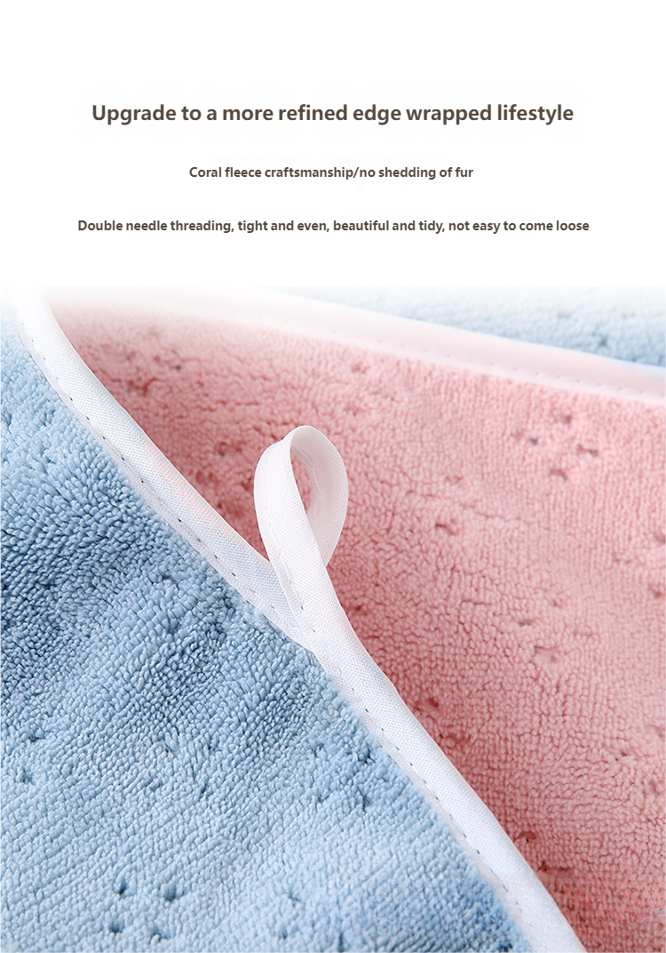 Double-color Coral Fleece Thickened Super Absorbent Quick-drying Towel, Hair-drying Cap, Adult Wrapping Towel & Beach Towel_voghion.com