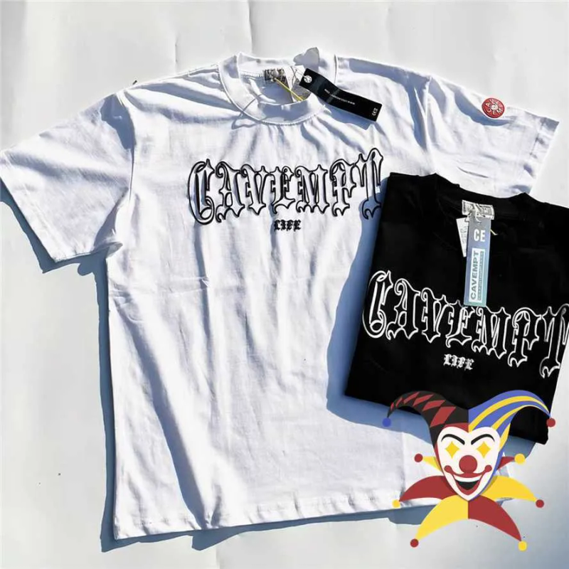 Herre-T-skjorter Halvmåne reflekterende puffet trykk Cavempt T-skjorte Herre Dame 1 Beste kvalitet CAV EMPT C.E T-skjorte Overdimensjonert_voghion.com