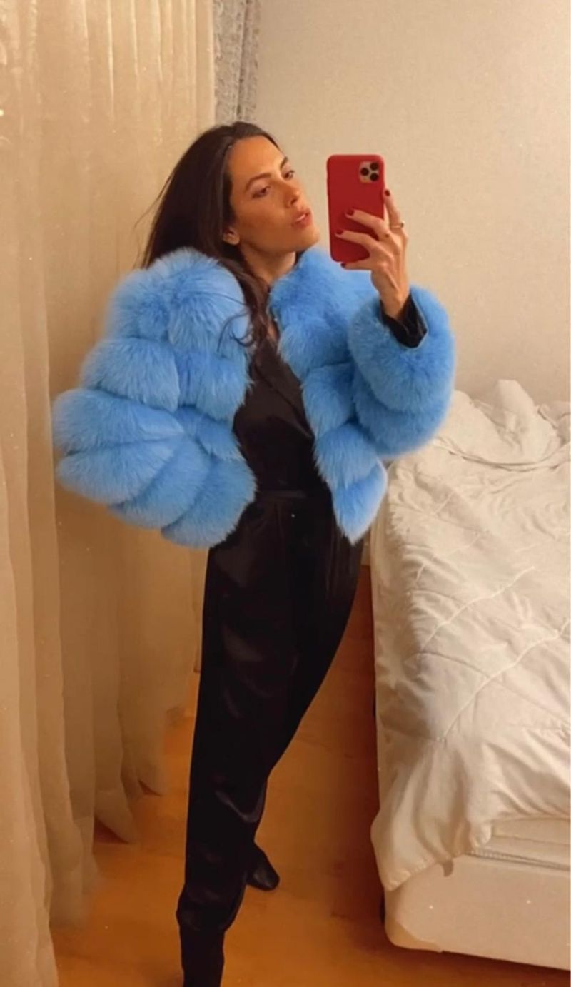 Luxury Fox Fur Coat Women's Winter Fashion Outerwear Short Jacket With Natural Fox Fur Trim, Elegant And Warm, Multiple Colors Available_voghion.com