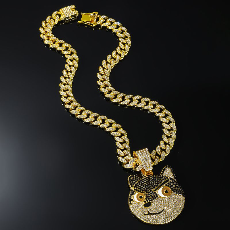 New HipHop Exaggerated 3D Dog Pendant Cuban Necklace Personalized Trendy Punk Cool Neck Chain Accessory_voghion.com