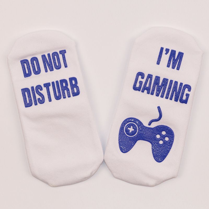 Mid-tube socks soles letter non-slip glue creative casual sports socks game socks_voghion.com
