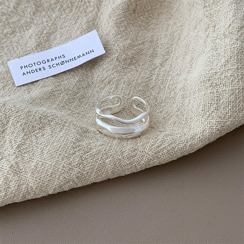 VENUS Sterling Sier Ins Style Double-layer Open Index Finger Ring Women's Fashion Personality Niche Desi_voghion.com