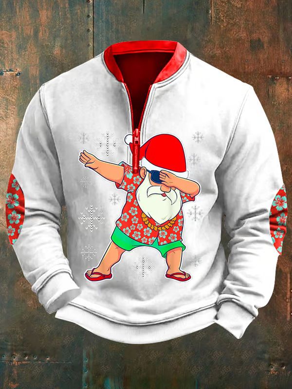 3D Baskılı Erkek Yarım Fermuarlı Sonbahar Kış Baskılı Sweatshirt_voghion.com
