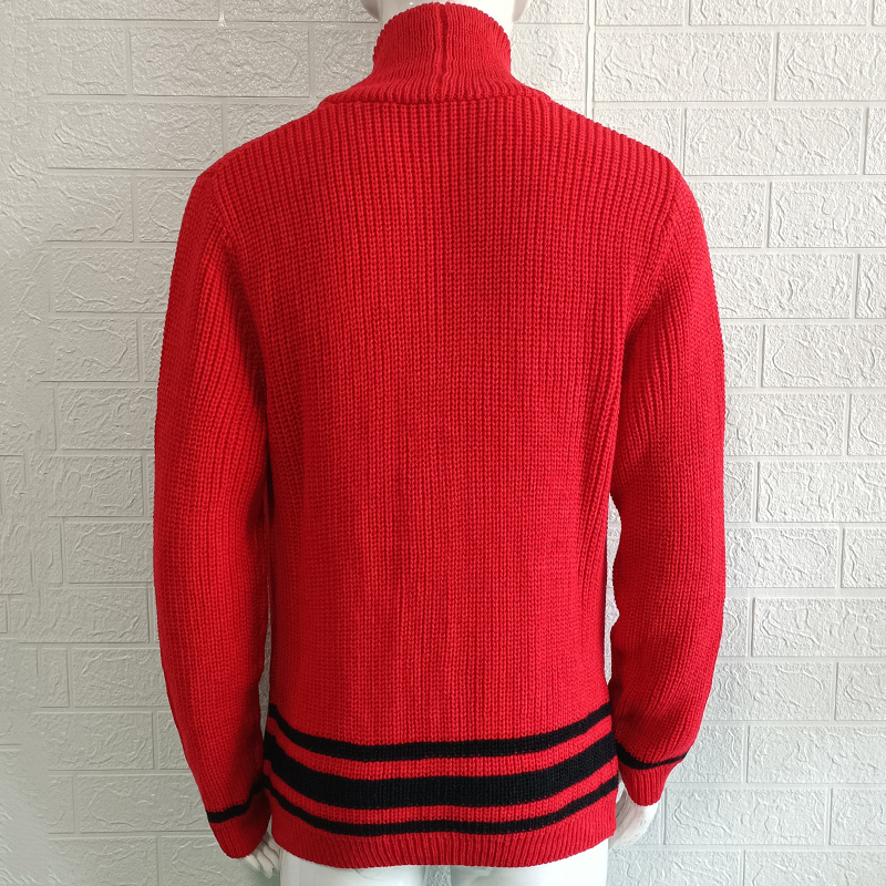 Maglione da uomo autunno e inverno casual tinta unita semi-dolcevita a maniche lunghe in cardigan da uomo_voghion.com