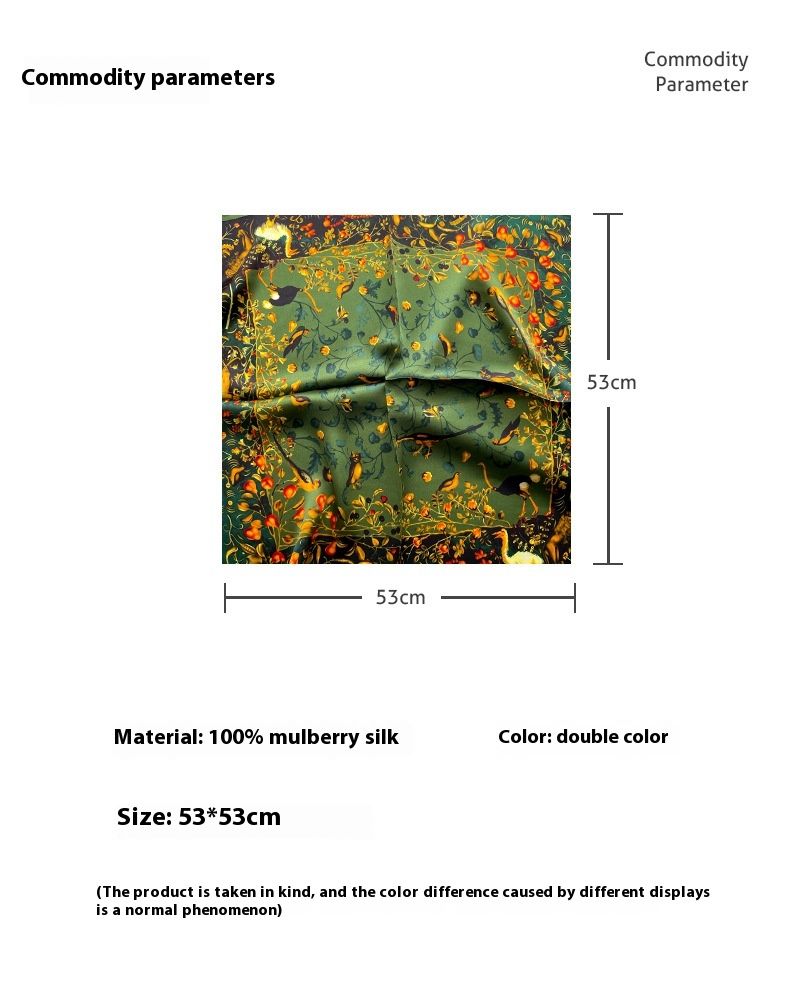 Spring And Autumn Thin Floral Small Gourd Warp Knitted Rolled Edge Silk Mulberry Silk 53 Square Scarf Silk Scarf Small Scarf For Women_voghion.com